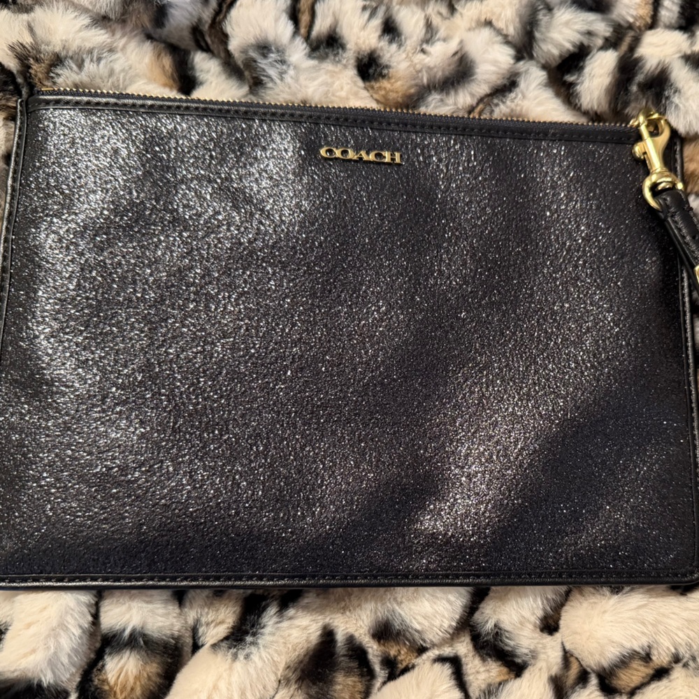 COACH Black Glitter Clutch with Wristlet
